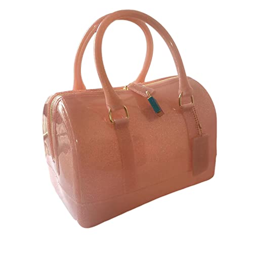 Image of Ladies Summer Jelly Pillow-shaped Top Handle Handbag Candy Color Transparent Crystal Purse