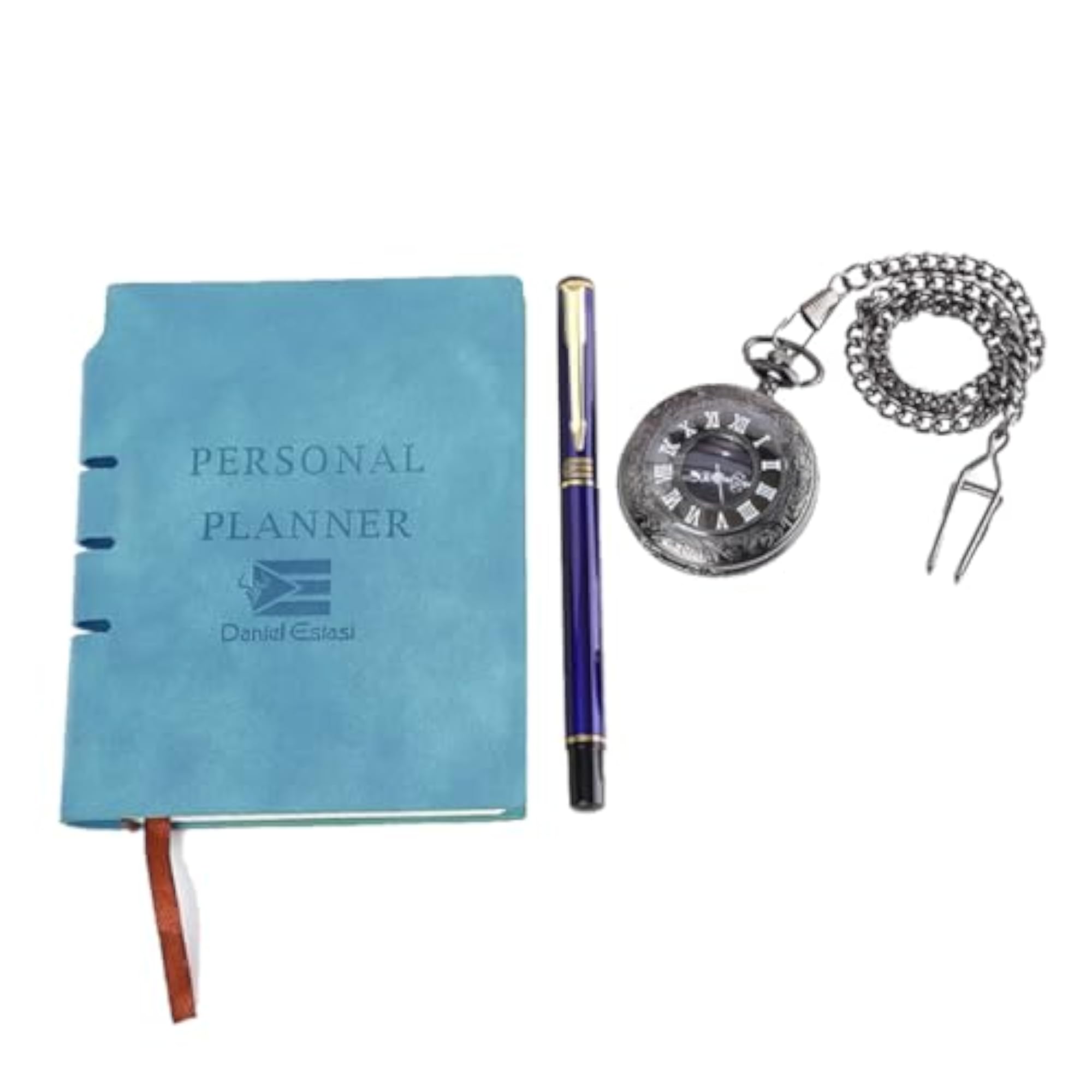 Exquisite Men's Gifting Set with Pocket Watch, Diary, and Pen
