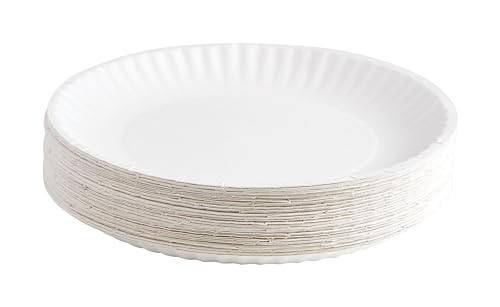 Perk Staples Paper Plates, 9 Inch, Disposable For Everyday Meals, Kitchen, Breakroom, Company Events, Party Supplies, 1,000-Pack, White