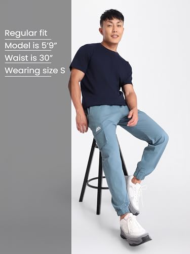 Image of Beyoung Cotton Solid Elastic with Drawstring Cargo Joggers for Men | Regular Fit | 2 Spacious Pockets | Smooth Texture