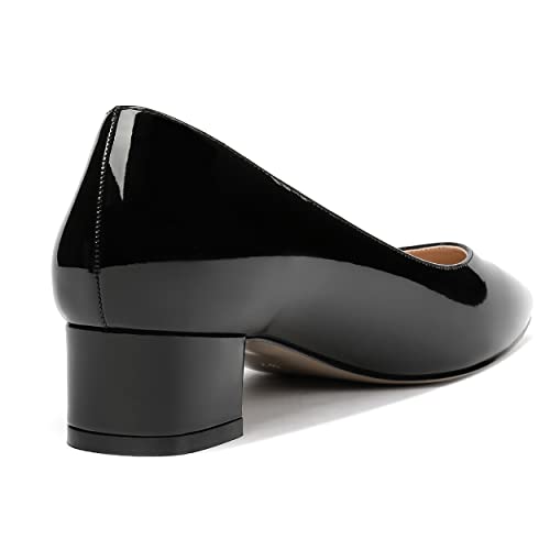 Merrori Pumps Black Dress Shoes Chunky Patent Square Toe 1.5 Inch Slip On Low Heel Pumps Shoes Size 8 - Zapatos For Women #TOP4
