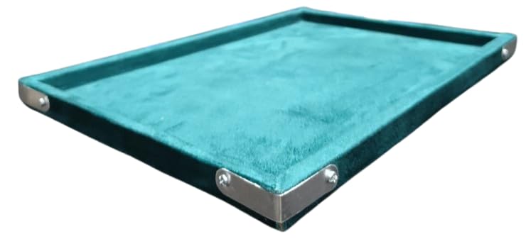 Image of Velvet Jewellery Display & Beading Tray | 12 x 9 Inch Organizer Tray for Necklaces, Bracelets, Cosmetics & Craft Storage | Soft Velvet Finish, Durable & Multipurpose (Pack of 1) (Rama Green)