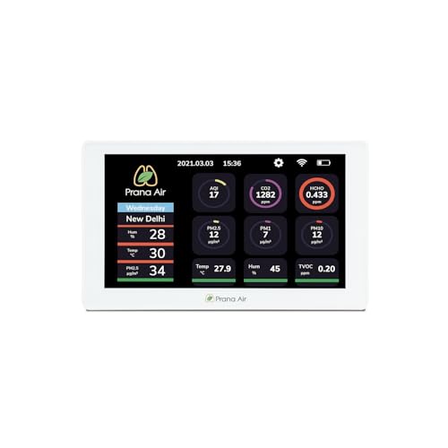 Image of Prana Air Sensible+ Indoor Air Quality Monitor - 7 Inch Touch Screen, PM2.5, CO2, TVOC, HCHO | WiFi, Mobile & TV App Enabled
