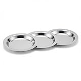 Dranvosk 3PCS Stainless Steel Wine Bottle Coaster Silver Metal Drink Coasters for Table Bar Tea Cup Holder Accessories(Note:0.5mm Ultra-Thin Razor Sharp Edges)