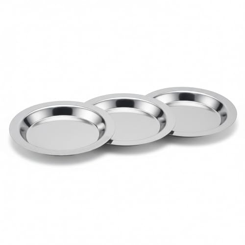 Dranvosk 3PCS Stainless Steel Wine Bottle Coaster Silver Metal Drink Coasters for Table Bar Tea Cup Holder Accessories (Note:0.5mm Ultra-Thin Razor Sharp Edges)