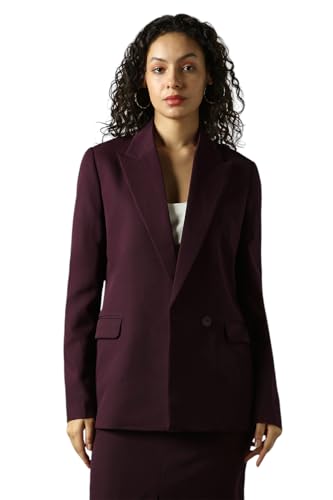 Image of High Star Women Solid Longline Length Oversized Notch Lapel Collar Full Sleeve Blazer