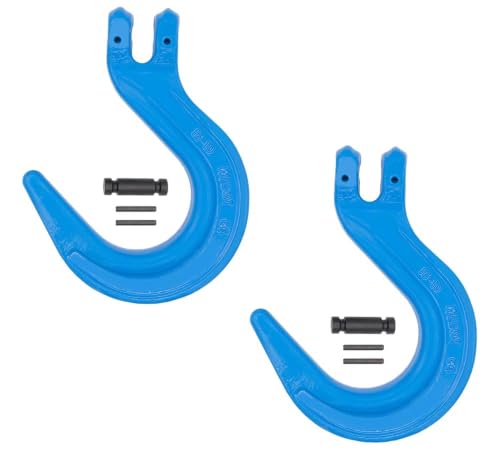 Mytee Products 2 Pack 5/8" Grade 100 Clevis Foundry Hook - WLL 8800 LBS - Blue Clevis Hook for Towing, Lifting &amp; Rigging