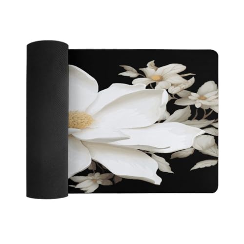 Alfombrilla Blanca Floral Rubber Base Grande 30x60 cm miniatura 3