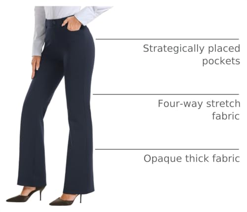 Image of Stelle Women 28 inch /30 inch / 32 inch Bootcut Dress Pants Business Casual Work Pants with Pockets Pull On Regular Slacks for Office