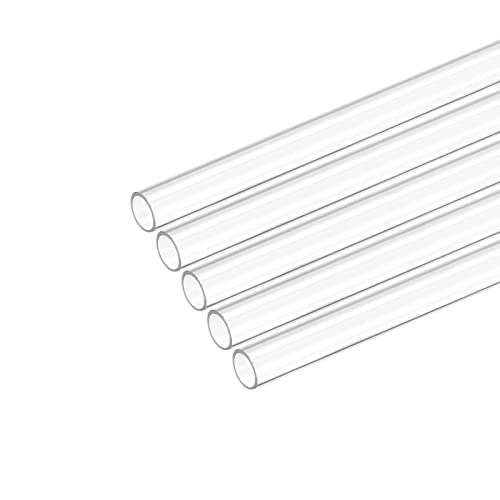 sourcing map Tubo de Plástico, 5 Tubería Redondo de Policarbonato Rígido Transparente, 0,31' (8 mm) ID 0,4' (10 mm) OD 6' (150 mm), Alto Impacto, para Iluminación Modelos Plomería de Agua