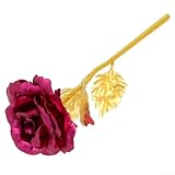 Rosa chapada en oro de 24 quilates para expresar afecto en el día de San Valentín, día de la madre o aniversario (rojo rosa)