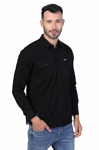Image of Men's Cotton Twill Utility Shirt | Full Sleeve Button-Down Casual Shirt | Dual Chest Pockets | Comfortable Regular Fit | Everyday Wear