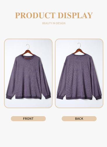 Image of Eytino Women Plus Size Sweatshirt Oversized Crew Neck Long Sleeve Tops | Fall Fashion Clothes 2026, Oversized Sweat Shirt, Soft Comfy Pullover, Travel Casual Work Lounge Daily Outfit