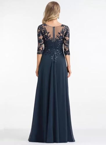 Chiffon Mother of The Bride Dress for Wedding Sequin Lace Applique Flowy A-Line Formal Eveninng Gowns3