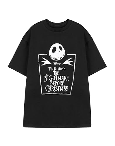 Disney The Nightmare Before Christmas Kids Black Coffin Graphic Tee | Short Sleeve T-Shirt for Children | Jack Skellington & Sally Print | Tim Burton Movie Merchandise | Halloween Apparel Gift