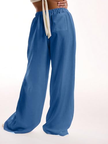 Image of RoseSeek Women's Beach Cover Ups Wide Leg Loose Linen Pants Swimsuit Coverup Summer Vacation Outfits 2026