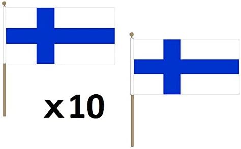 FINLAND FLAG 12'' x 18'' wood stick - FINNISH FLAGS 30 x 45 cm - BANNER 2x3 in with pole - AZ FLAG, 18'' x 12'' - 23" Flagpole