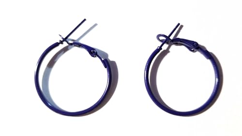 Navy Hoops Dark Blue Hoop Earrings 1.5 inch Hoop Earrings