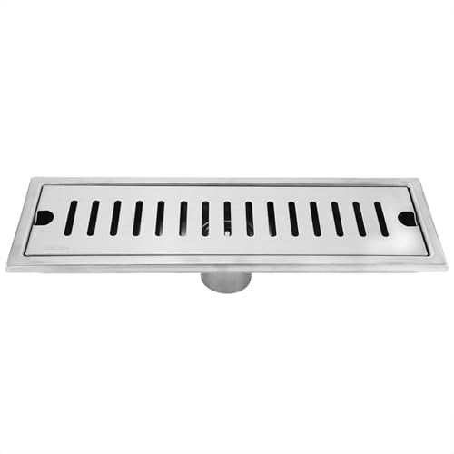 Bodenablauf rechteckig 30x10 cm aus Edelstahl - Duschgitter Geruchshemmend Rostfrei für Bad, WC, Badewanne, Garten - Abflusssieb für Fliesen - Art. 3213961