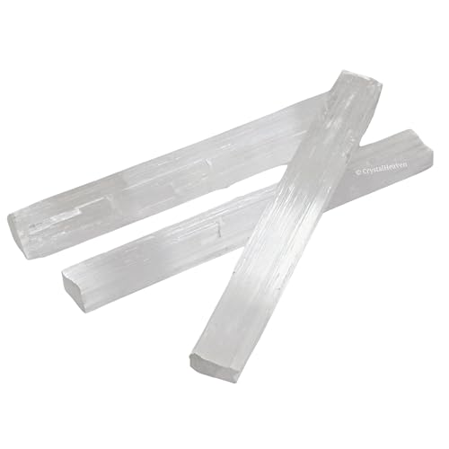 Image of Crystal Heaven Certified Selenite Wand Charging Plate Stick-Pack Of 3 Selenite Crystal 6 inch Stick To Charge,Cleansing Re-Energy Work,Meditation And Pooja(Rectangular)