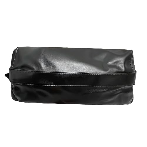 BOAWHNTR Bolsa feminina grande com alça superior, bolsa de ombro de couro sintético, preta, Preto, 1