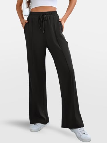 Wide Leg Sweatpants Women High Waisted Baggy Sweat Pants Active Striped Track Pants with Pockets4