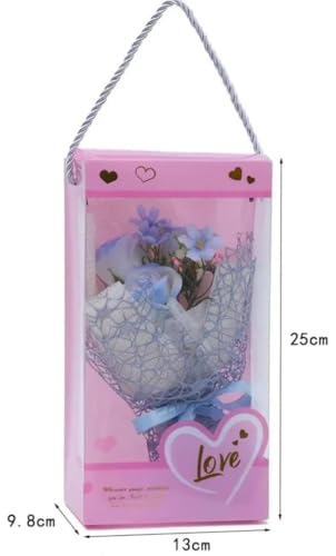 Image of Yadava Artificial Red Rose Flower for Valentine Day Gift Romantic Gift for Girlfriend Boyfriend Husband Wife | Cute Star Keychain, Message Bottle & Love Cards in Premium Gift Box (Pink Bouquet)