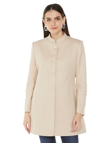 Image of Qube By Fort Collins Women's Semi-Long Tweed Coat with Knitted Finish - Elegant Winter Outerwear for Casual and Formal Looks