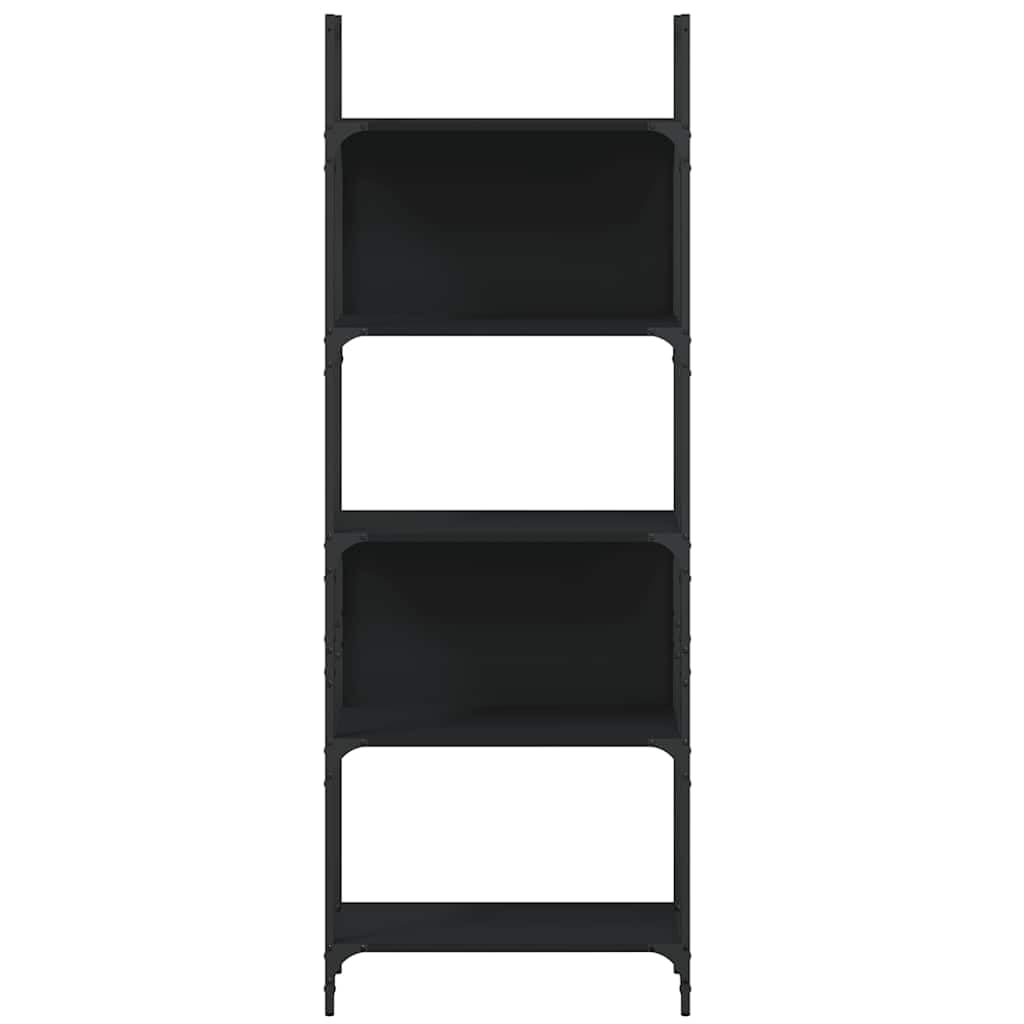 Libreria a 5 ripiani, nero, 60,5 x 24 x 166,5 cm, in legno, acciaio, versatile, per soggiorno, ufficio, camera da letto, cantina, con supporto da parete