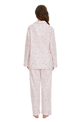 Image of GLOBAL Women Cotton Pajamas Long Sleeve PJs Button Down Sleepwear S-3XL