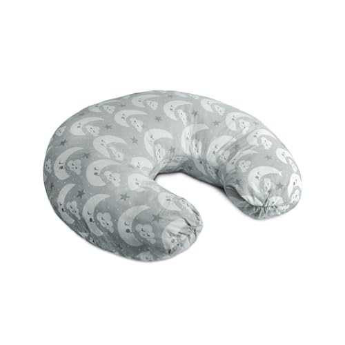 TIENDA EURASIA – Cojin Lactancia | Funda 100% Algodón y Relleno de Poliester | Estampado Lunas, Nubes y Estrellas | con Cremallera y Relleno Extraible | Cojin de Lactancia Pequeño | 130X50x20 cm