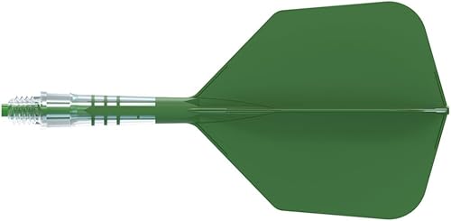 CUESOUL ROST T19 - Eje de dardo integrado de carbono y forma de ala grande de vuelo, verde oscuro con ejes verdes CUESOUL ROST T19 - Eje de dardo integrado de carbono y forma de ala grande de vuelo, verde oscuro con ejes verdes