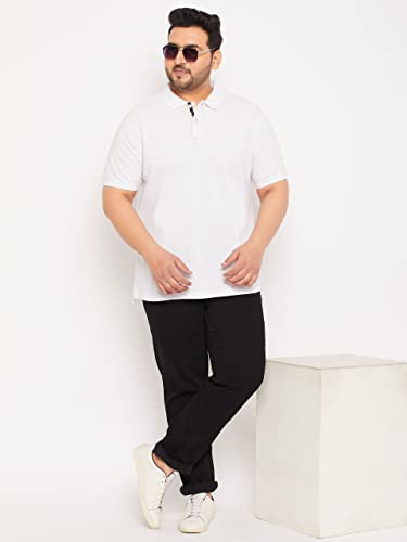 Image of Club York Men Cotton Blend Half Sleeve Polo Neck Solid Plus Size T-Shirt