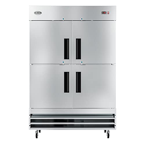 Image of KoolMore RIR-2D-SSHD Commercial Stainless-Steel Reach-in Refrigerator with Half Door Access for Restaurant, Cafe, and Cold Food Storage, Large 47 Cu. Ft. Capacity, Heavy Duty Kitchen Use, 4, Silver