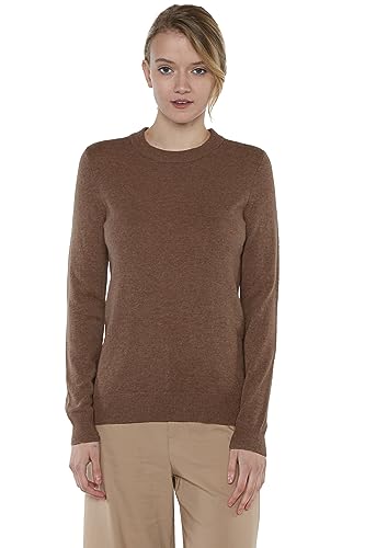Image of JENNIE LIU Women's 100% Pure Cashmere Crew Neck Sweater, Tight Knit Cozy Soft Hand Washable Long Sleeve Pullover