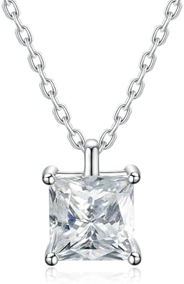 IMOLOVE Moissanite Solitaire Pendant Necklaces for Women Sterling Silver with 18K White Gold Plated 1-3 Carat D Color VVS1 Clarity Mossanite Jewelry for Women