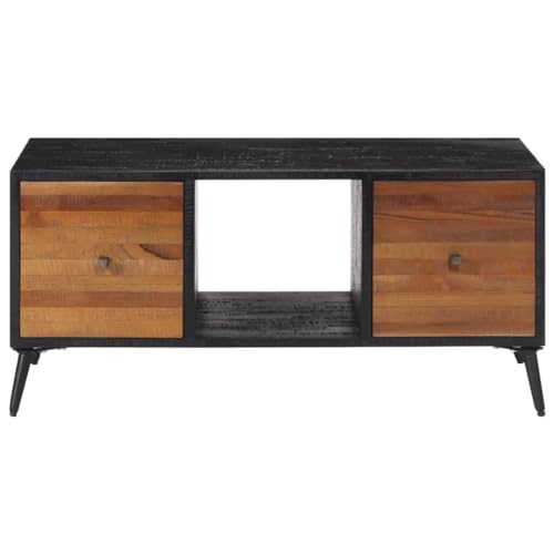 Table basse design industriel vintage moderne en teck de récupération - 4