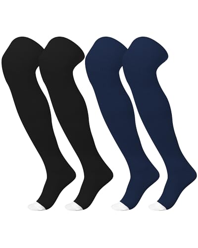 Image of Panitay 2 Pairs Over The Knee Baseball Socks High Football Softball Socks Sport Extra Long for Boys Girls Youth Women Men