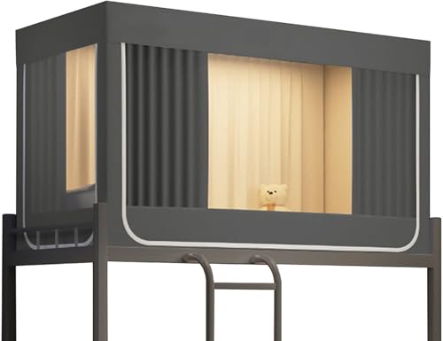 Moulen ポータブルスリーピングベッドテント ベッドキャノピーテント - 大人と子供用テント 屋内遮光 軽量ボトム二段ベッドカーテン プライベートテント,グレー,H35.4 inches