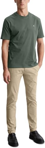 Marc OߴPolo Hombre Camiseta de punto de algodón orgánico con cuello redondo, Verde (Mangrove), L