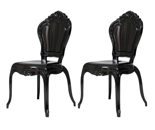 Biscottini Lot de 2 chaises en polycarbonate – Chaise cuisine salon 53 x 50 x 97,5 cm – Fauteuils baroques salle à manger chambre – Fauteuil en...