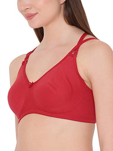 Image of Clovia Women's Cotton Rich Solid Non-Padded Full Cup Wire Free T-Shirt Bra - Light Red