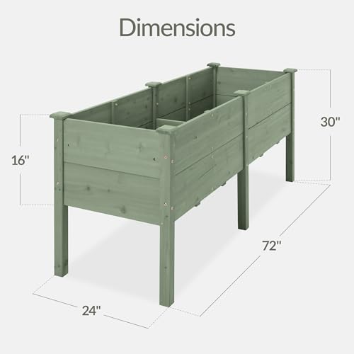Image of Best Choice Products 72 inch x 24 inch x 30 inch Raised Garden Bed with Extra Deep 16 inch Depth, Elevated Wood Planter Box Stand for Backyard, Patio, Balcony, Natural Fir Wood - Sage