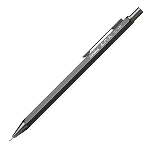 Image of Scrikss 0.7mm Clutch Lead Lightweight Metal Mechanical Pencil | Black Hexagonal Barrel | for Smooth Writing Office Home Work | Alpha Series