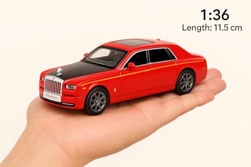 Image of Rolls Royce Phantom Die-Cast Toy Car - 1:36 Scale Pull Back Alloy Vehicle with Openable Doors - Luxury Car Model for Boys, Kids & Collectors - Classic Gift Toy (Color As Per Stock)