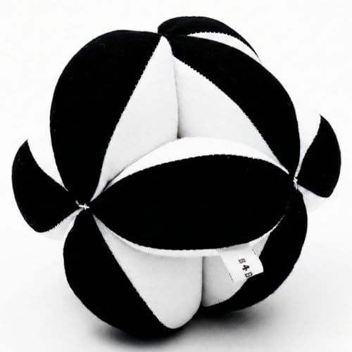 B4BRAIN Newborn Baby Rattle Clutch Ball | Hanging Toy Crib, Stroller, Car Seat | Montessori, Teething Safe | Soft, Black & White | Infant Development | Baby Shower Gift | 0,1,2,3,6 Months to 1 Year