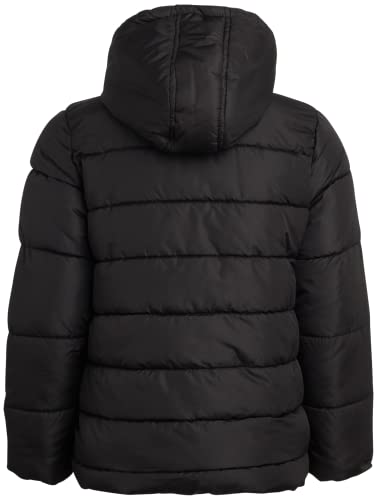 Pink Platinum Girls’ Winter Coat – Fleece Lined Bubble Puffer Jacket, Scarf, Beanie (4-16), Size 7-8, Black/Rainbow Print #TOP5