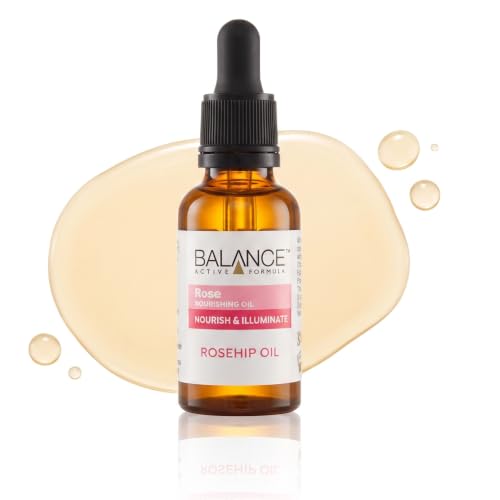 Image of Balance Active Formula Rosehip Oil 30ml, Nourishing Rose Facial Oil for Women | Deeply Moisturises & Strengthens Skin Barrier, Fast-Absorbing Face Oil