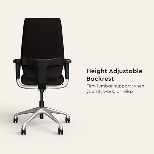 Image of Interio by Godrej Chair, Marvel High Back Leatherette Ergonomic Office Chair (Black Ink), 1 Year Warranty, Adjustable Armrest