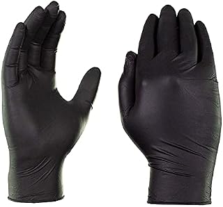 firmsafeT Heavy Duty Strong Premium Quality Black Nitrile Examination Gloves | Mechanical | Industrial | Food | Janitorial and other Industries | Powder Free | Latex Free | Size: LARGE (1 Box of 100)